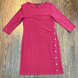 Elegant Red Button-Detail Dress